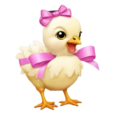 Baby chicken with pink bow sticker