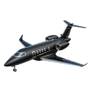 Black private jet, profile view sticker