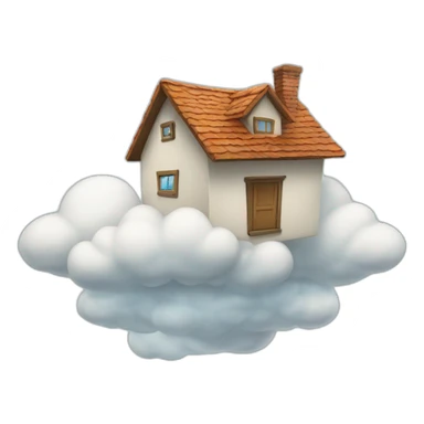 Flying house in the sky with clouds sticker