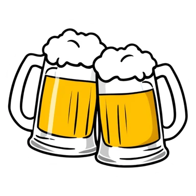 two beer mugs clinking together in a toast sticker
