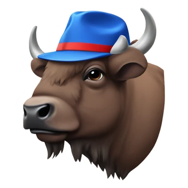 Bison with a blue hat red striped  sticker