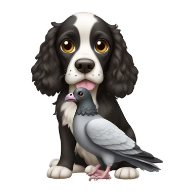 spaniel dog carrying a pigeon sticker