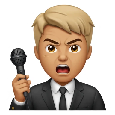 the male office manager yelling at her to stop with angry face while unpluggging her microphone cable
 sticker