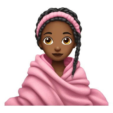 Girl with box braids wrapped in pink blanket going to sleep  sticker
