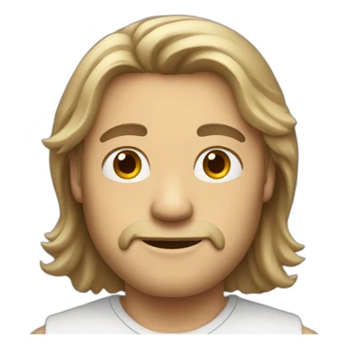 man with white-brown long hairs demonstrate like sticker