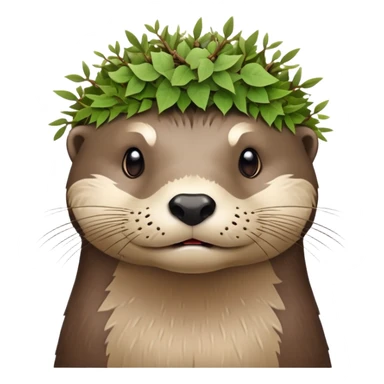 confused otter face with thorny brambles directly wrapped around its head, no crown shape, just thorny branches encircling the face sticker
