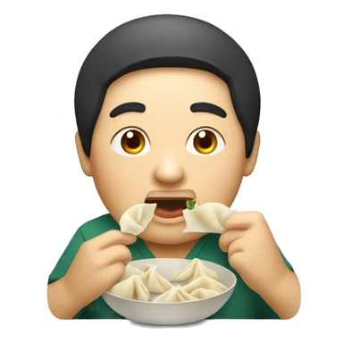 Big Asian Eating dumplings  sticker