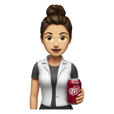 Brunette Mom with a diet Dr Pepper and a messy bun sticker