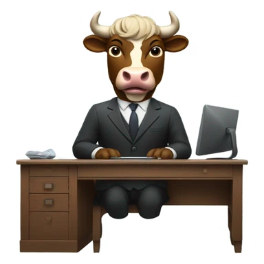 smiling bull wearing suit using computer sticker