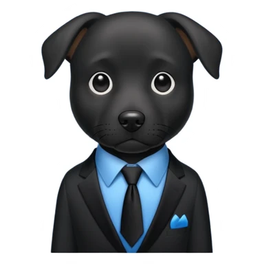black dog with black tie,blue shirt sticker