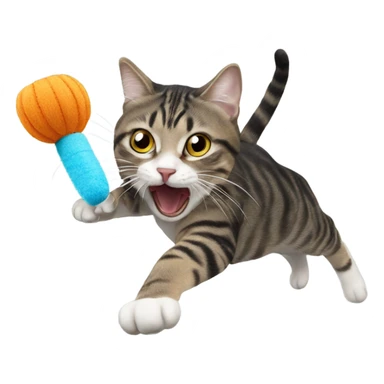 Cat attacking Cat toy sticker