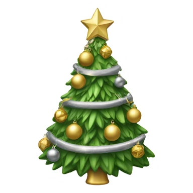 Green Christmas tree with gold and silver ornaments sticker