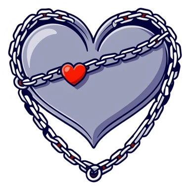cartoon heart wrapped in chains with letters IC on it sticker