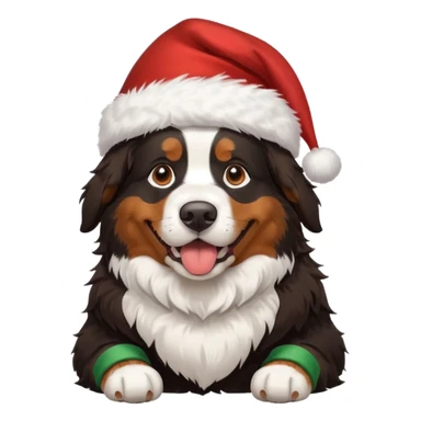 Bernese mountain dog wearing Santa hat sticker