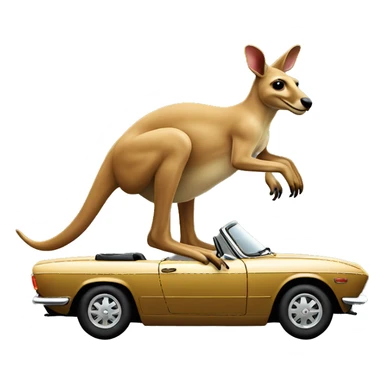 Kangaroo driving a triumph stag sticker