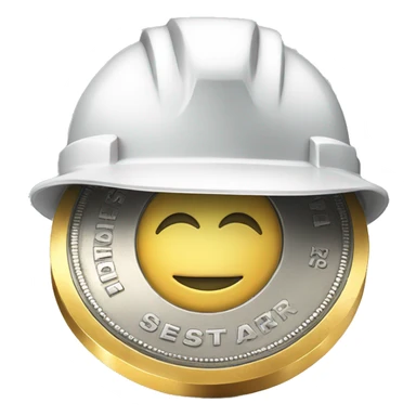 dollar coin with a hardhat sticker