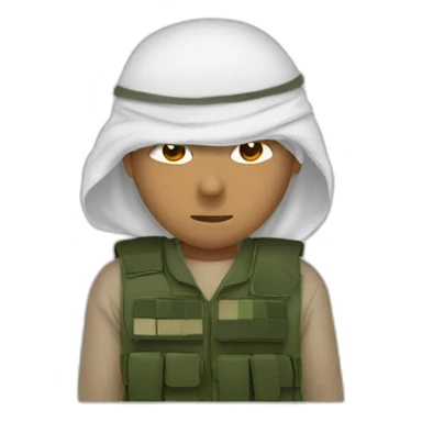 man masked using the red and white the Saudi Arabic shemagh and wearing military clothing sticker