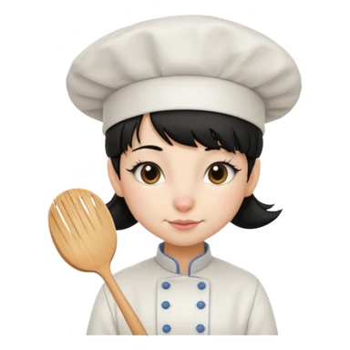 A girl rat with a fringe and chefs hat black hair sticker