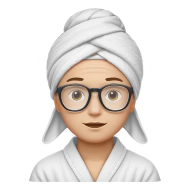 spa nerd: This emoji: 🤓 but with a spa towel on head sticker