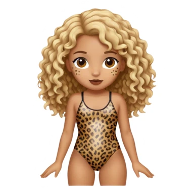 Leopard swimsuit blond girl with brown curly hair sticker