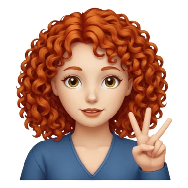 Redheaded girl with curly hair doing peace sign sticker