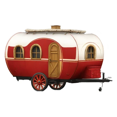Realistic red vintage round gypsy caravan wagon camper sticker