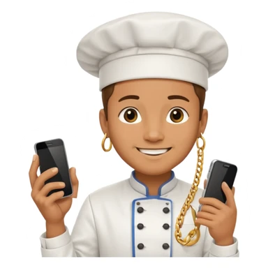 chef with gold chain holding phone sticker