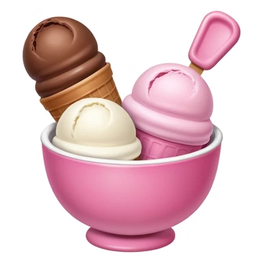 Neapolitan ice cream scoops in a bowl sticker