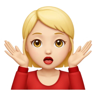 emoji with big anime like eyes like big cute eyes, puckered lips, red cheeks, Little excited clasp with their hands up by their cheeks, yellow skilled emoji no hair  sticker