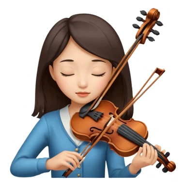 pretty asian girl playing a violin, eyes closed sticker