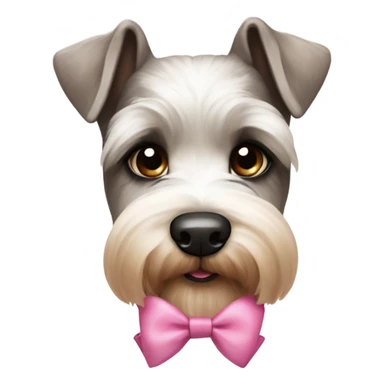 White and brown mini schnauzer  with pink bows sticker