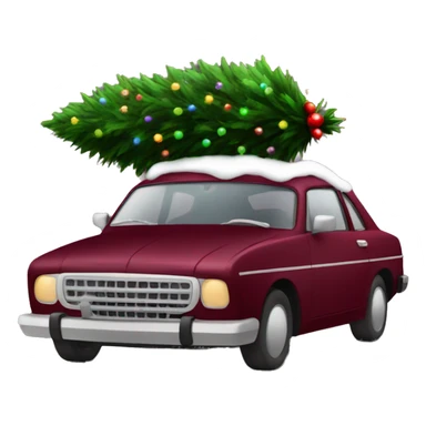 Christmas burgundy Car with Christmas Tree  sticker