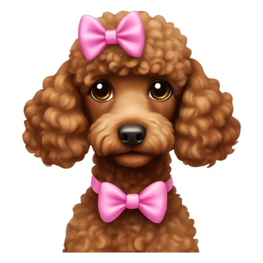Brown poodle with a pink bow sticker