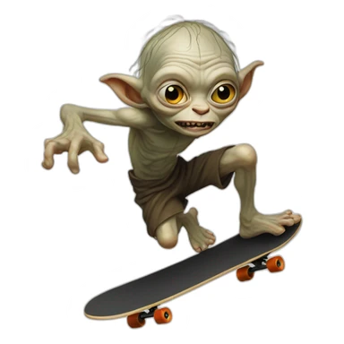 Gollum on a skateboard sticker