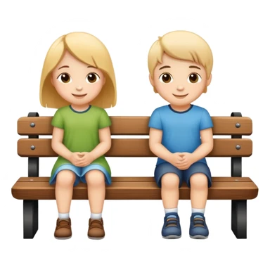 two children sitting together on a bench, happy and friendly sticker