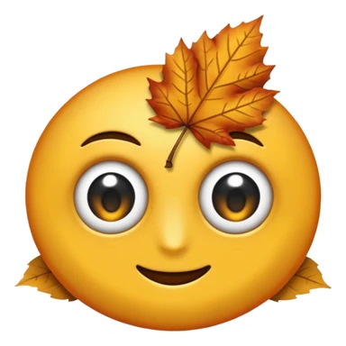 emoji, feuille d'érable couleur vermeille, deux yeux ronds noirs brillants sticker