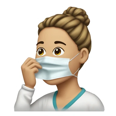 sick person coughing and sneezing with a messy bun sticker