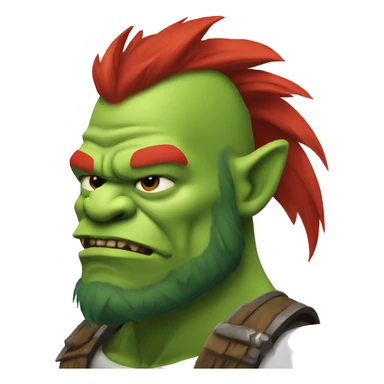 green orc with red beard and red mohican sticker