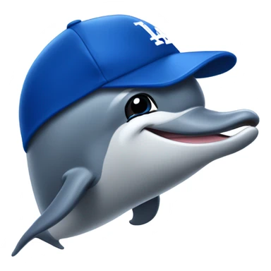 Dolphin with Los Angeles Dodgers cap  sticker