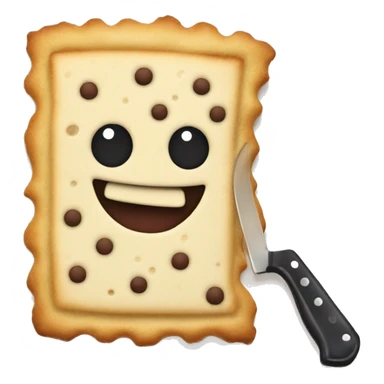 poptart smiling holding a knife sticker