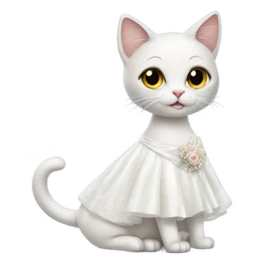 cat standing in bridal dress sticker