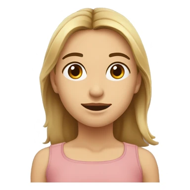 Fille avec le visage dans le pli du coude, tout en pointant le ciel dans la direction opposée avec les deux bras parallèles. sticker