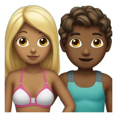 Girl with a boy swimsuit  sticker