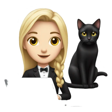 White Girl with a black tuxedo cat and a laptop sticker