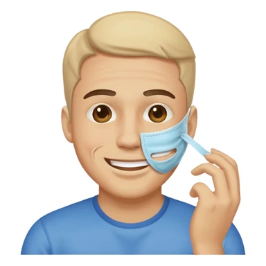 Un homme heureux qui enlève son masque de personne heureuse mais qui est malheureux au fond sticker