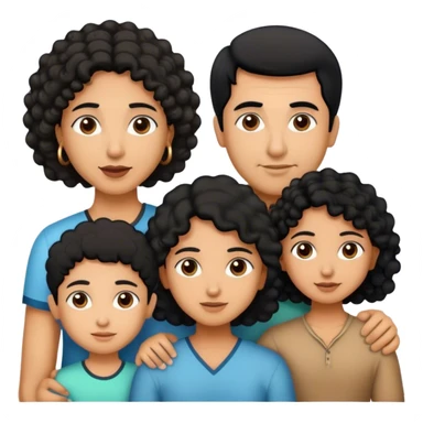 indian family with one dad and one son straight hair and one mom and one daughter curly hair sticker