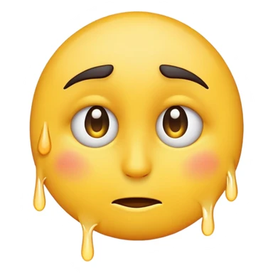 Emoji with sad eyebrows a tear on one eye and smiling  sticker