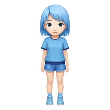 Kawaii girl Japanese full body blue pastel sticker