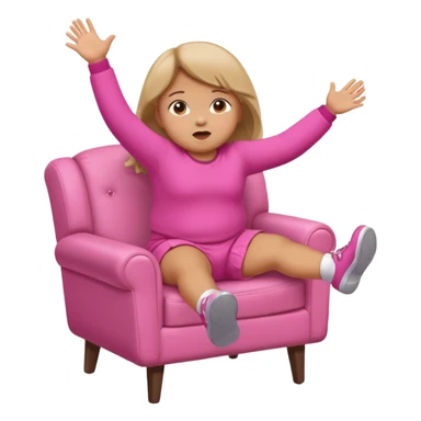 Little Girl fat but not too fat falling off of a chair half in the air chair with pink clothes on sticker