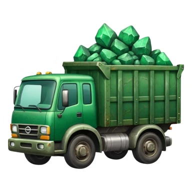 green truck with emrarld ore sticker
